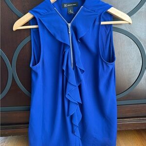 INC International Concepts Blue Ruffle Front Tank Top